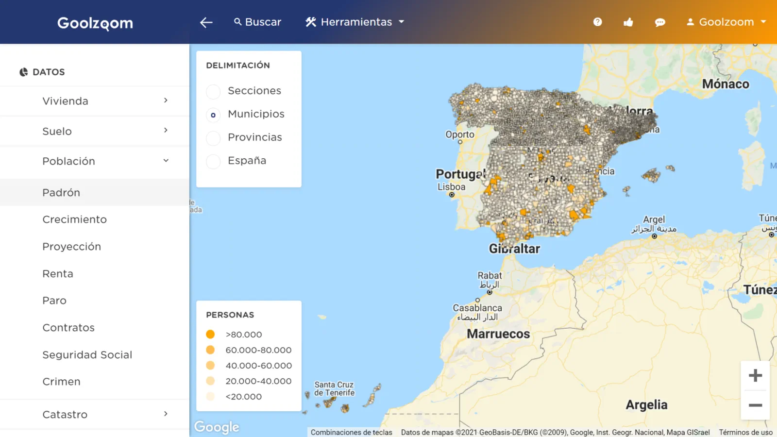 Mapas con millones de datos